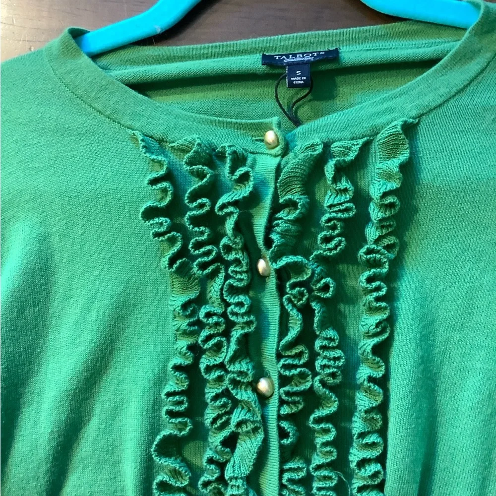 Talbots Green Ruffle Cardigan - Picture 6 of 6